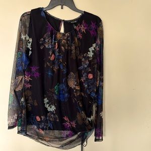 Long tall sally size M sheer long sleeve top with black underlay